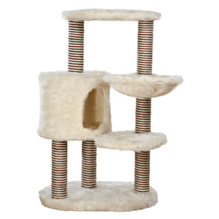 TRIXIE Moriles 39 Cat Tree with Sisal Scratching Posts Plush Covered Condo Hammock Platforms Dangling Cat Toy