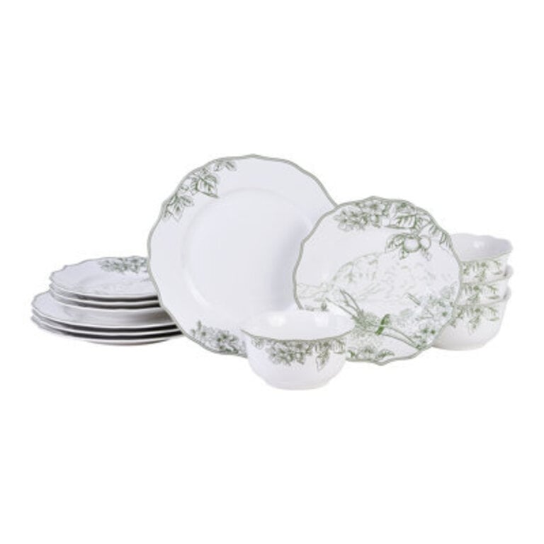222 Fifth Hudson Valley 12-Piece Porcelain Dinnerware Set-Service For 4