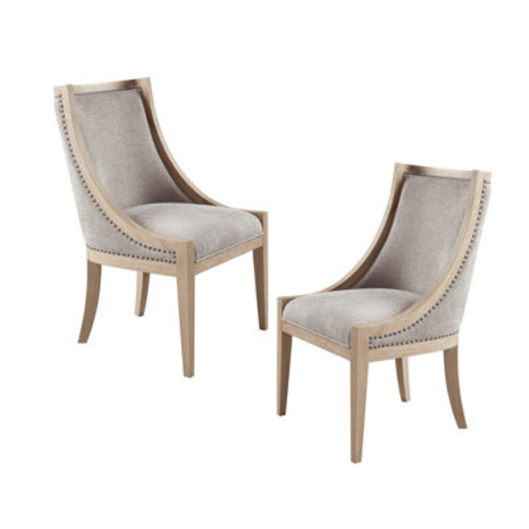 Martha Stewart Elmcrest Wood Upholstered  Dining Chair with Nailhead Trim