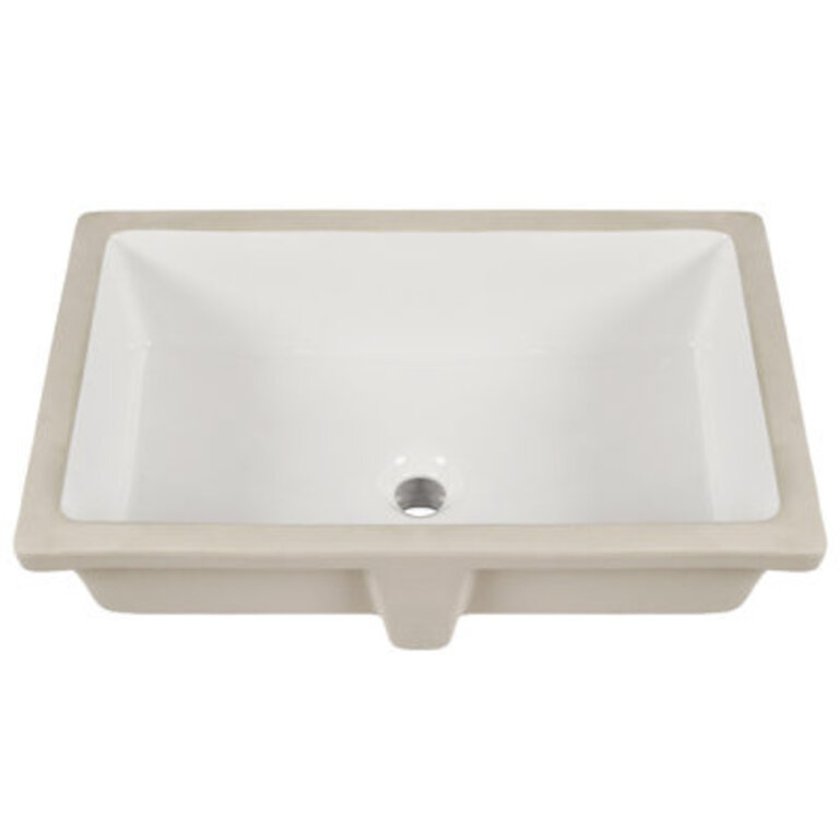 DeerValley 24 x 16 White Ceramic Rectangular Undermount Bathroom Sink with Flat Overflow
