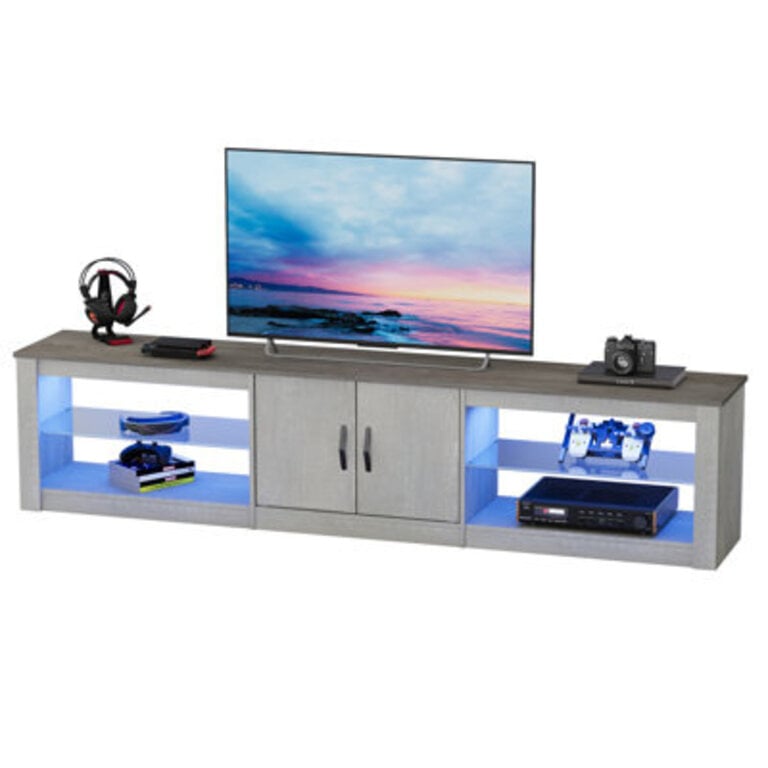 Kruszewski 80 TV Stand for 85 TV Stand with LED Lights  Two Storage Cabinets
