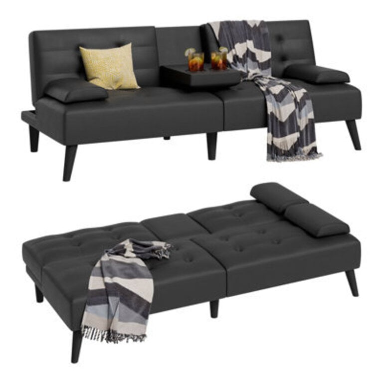 Advait Twin 6535 Faux Leather Split Back Convertible Sofa