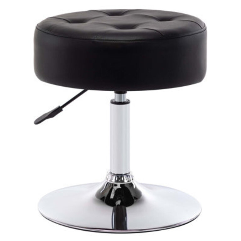 Highfill Adjustable Swivel Vanity Stool Tufted Leather Seat