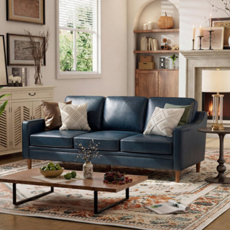 Azriah Faux Leather Square Arm Sofa