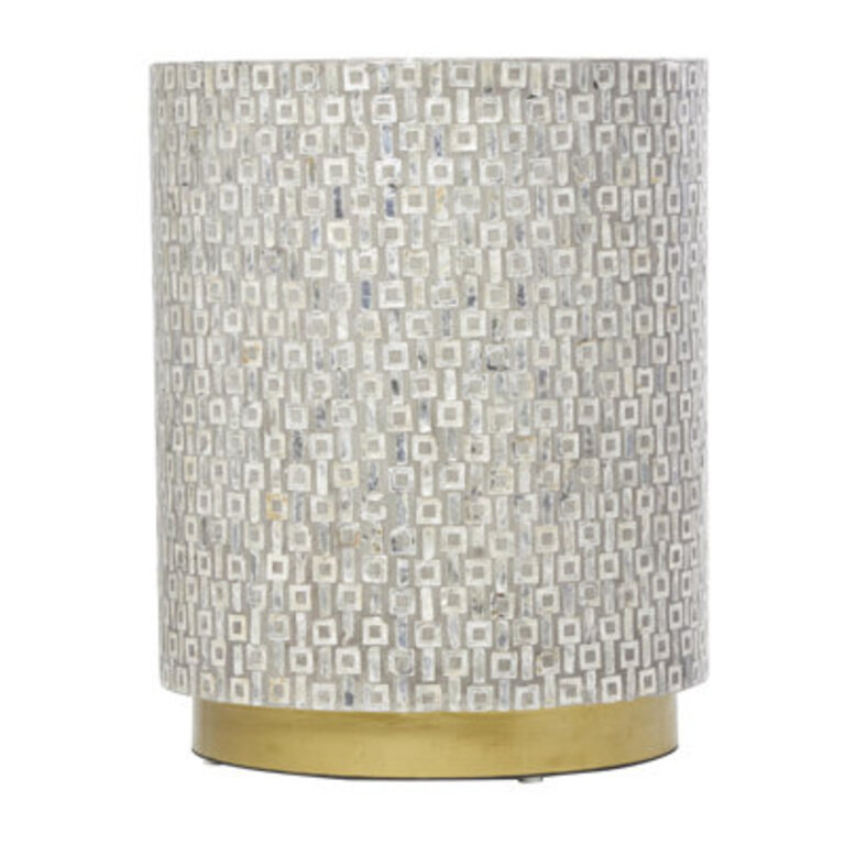 Mother of Pearl Shell Side End Accent Table with Gold Base