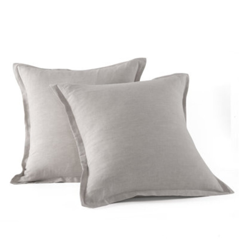 Stone Washed French Linen European Square Pillow Shams 26 x 26