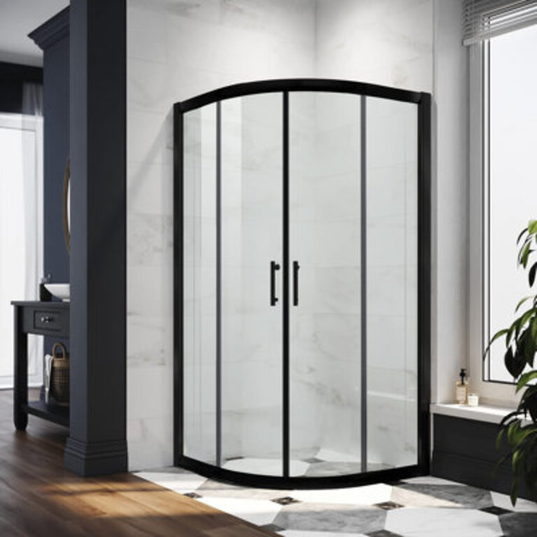 36 - 36 W x 72 H Double Sliding Framed Round Shower Enclosure with 14 Clear Tempered Glass