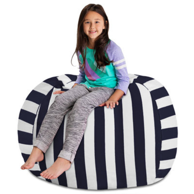 Kids Bean Bag Chair Cover - Stuffed Animal Storage  Toy Organizer with Zipper - Plush Storage Kids Bean Bag Cover only for Toddlers and Childrens Rooms - Organizes Pillows Blankets and Stuffies - Multiple Colors Sizes and Fabrics