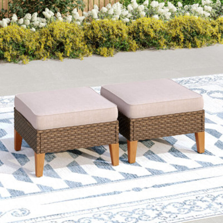 Argyri Wicker Outdoor Patio Ottomans