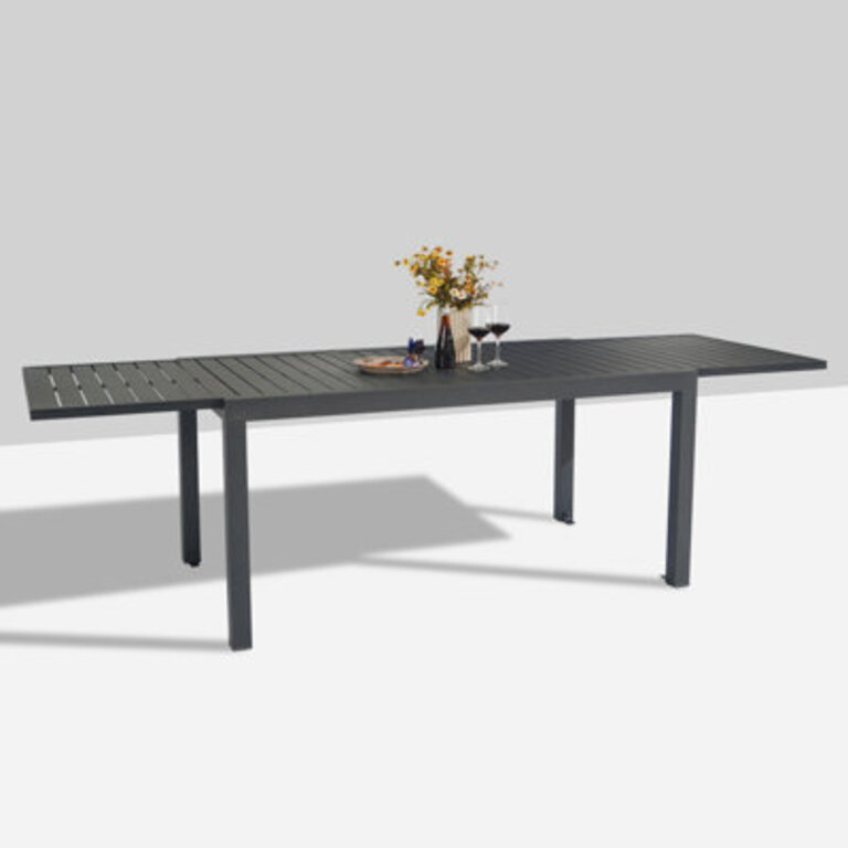 Outdoor Expandable Dining Table Extra Large 106 L X 35 W Metal Aluminum Outdoor Dining Tables For 8-10 Person For Porch Lawn Garden Bistro Rectangular Table Dark Grey