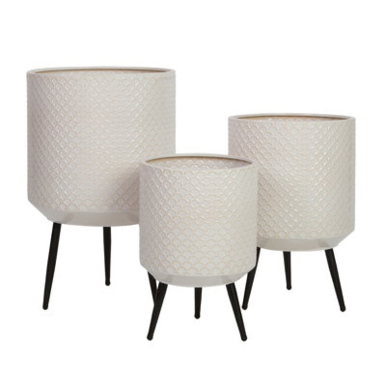 Avery Round Metal Modern Indoor Pot Planter Set