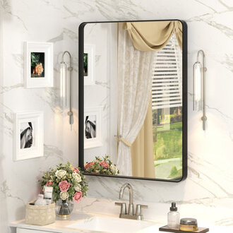 Aevar Tempered Glass and Aluminum Alloy Framed French Cleat Mounted Wall Mirror