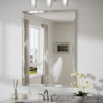 Janica Shatterproof Beveled Frameless Bathroom Vanity Mirror