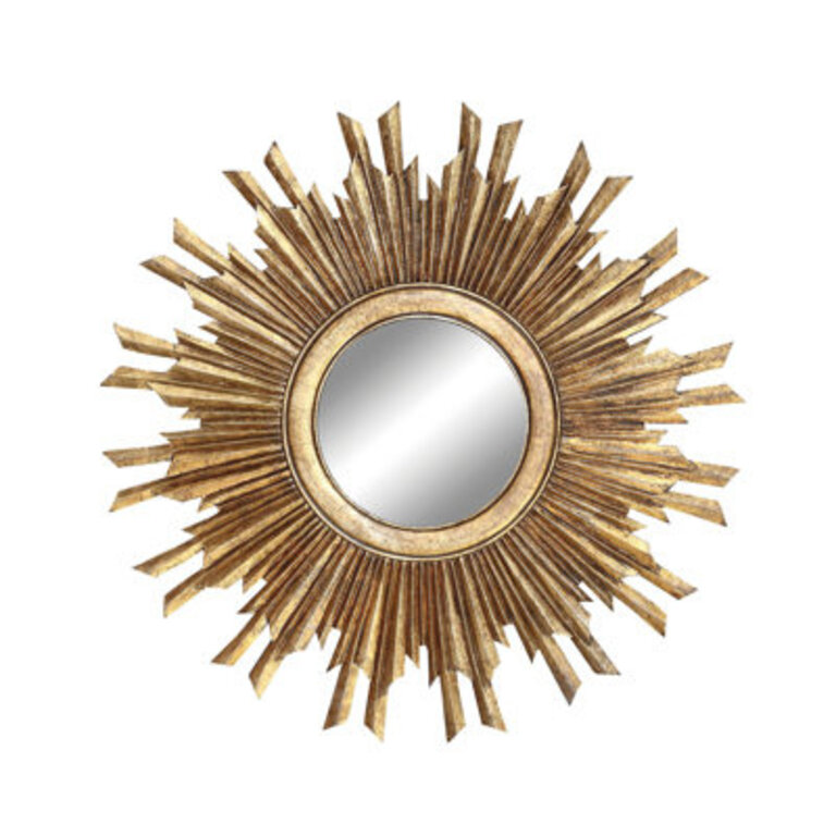 Harbert Round Reclaimed Wood Sunburst Wall Mirror