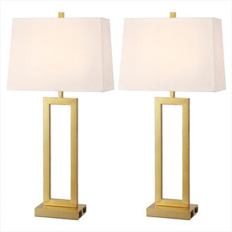 Samarah 285 Metal Table Lamp Set with USB Type-C Ports and Built-in Outlet