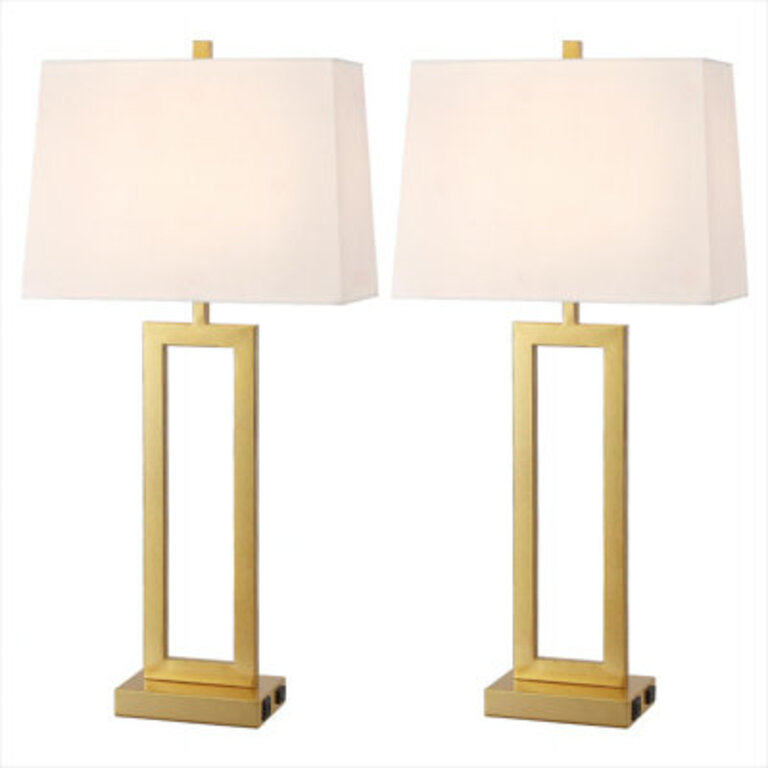Samarah 285 Metal Table Lamp Set with USB Type-C Ports and Built-in Outlet