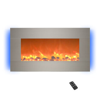 Albee 305 W Wall-Mounted Electric Fireplace with 13 Backlight Colors