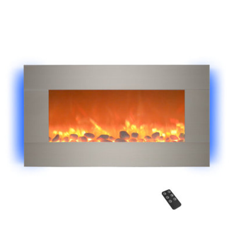 Albee 305 W Wall-Mounted Electric Fireplace with 13 Backlight Colors