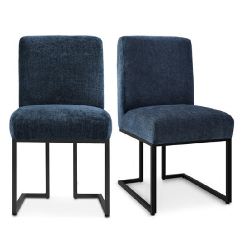 Bende Modern Fabric Upholstered Side Chairs with Metal Sled Base