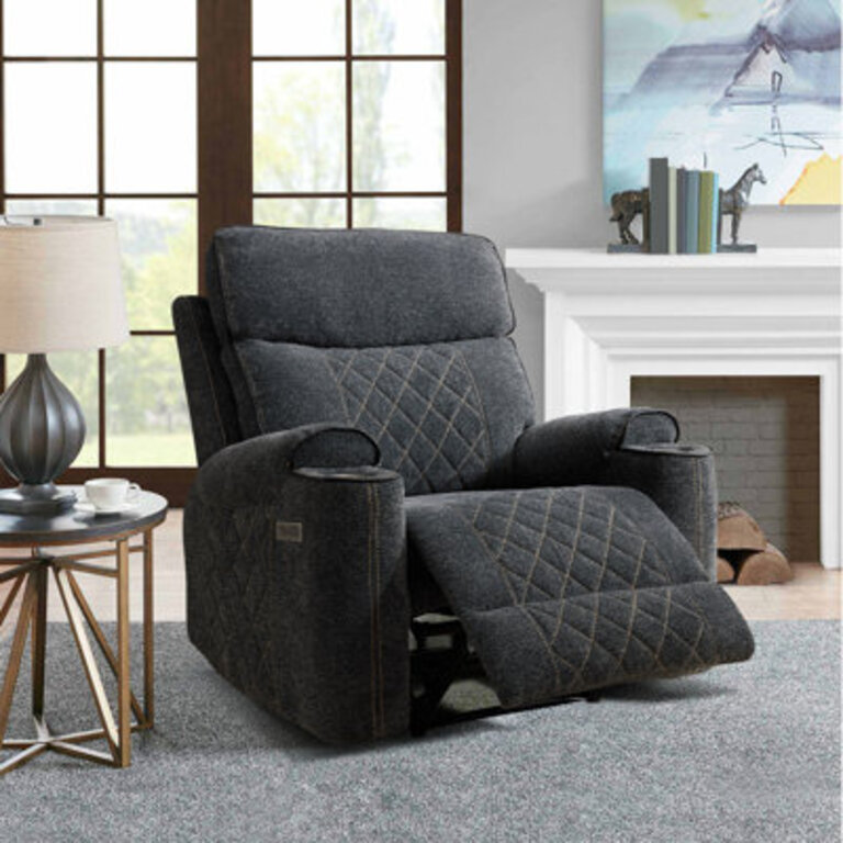388 Wide Classic and Soft Chenille Power Standard Recliner with Cup Holder and USB Port