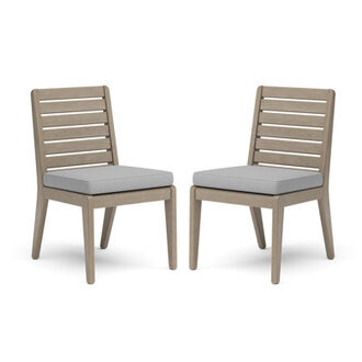 Ojai Wood Premium All-Weather Wicker Outdoor Dining Side Chair with Cushion