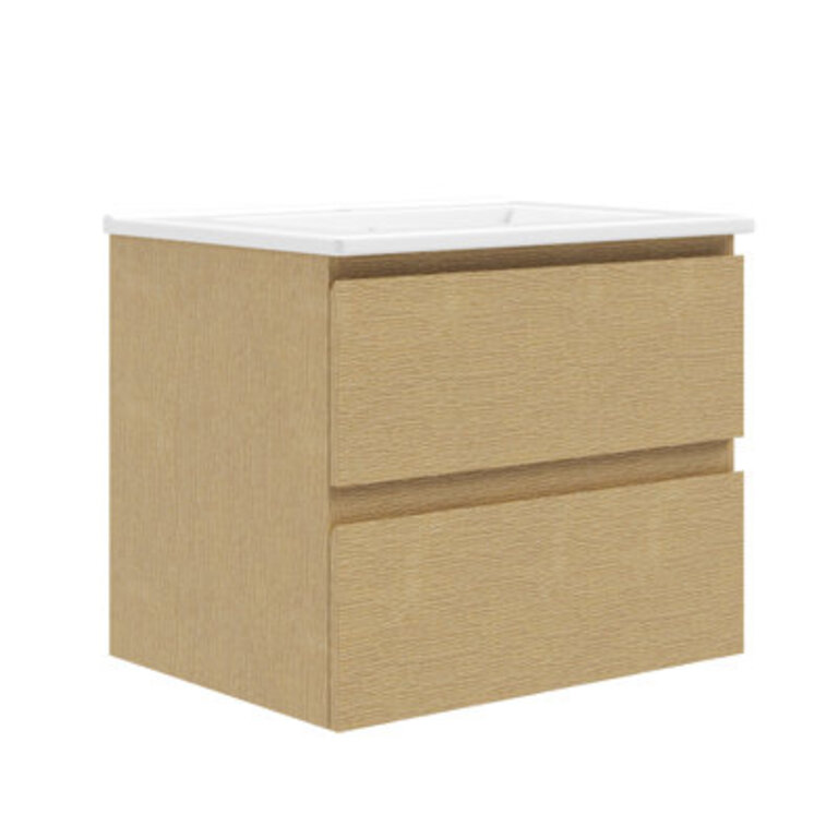 Cove 24 Wall Mounted Bathroom Vanity with Ceramic Top Two Soft Closing Drawers