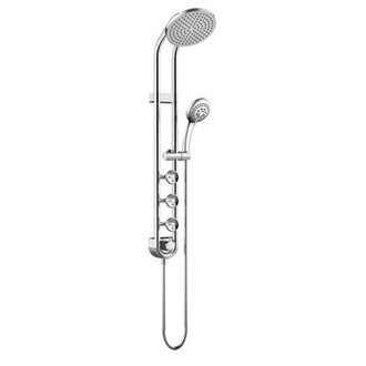 Saturn 8-in Rain Showerhead Shower System with 3-Body Jets and Multi-function Handshower Chrome