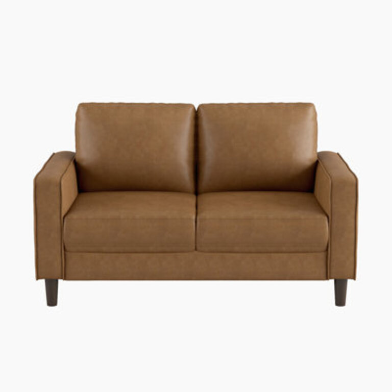 Ussery 54 Modern Loveseat with Faux Leather Pocket Coils Faux Wood Feet