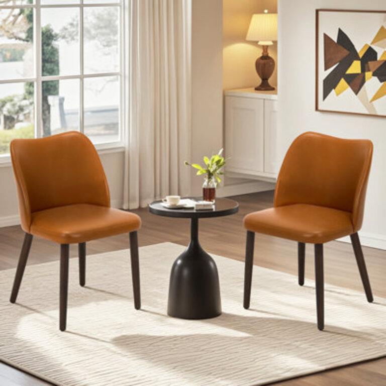 Upholstered Solid Wood Small Dining Chairs - Ergonomic Curve  Plush Padding for Multiple Spaces