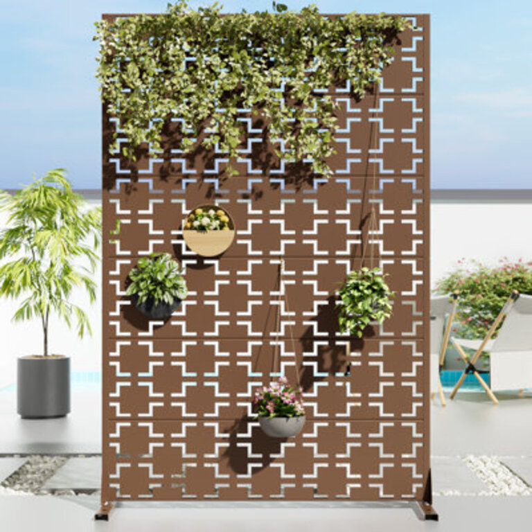 6 ft. H x 4 ft. W Metal Privacy Screen Fence Panel Square Pattern