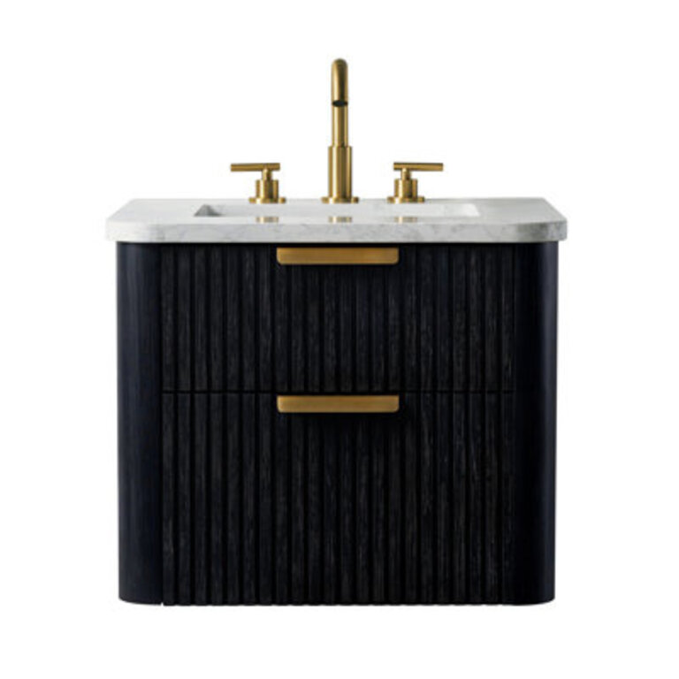 Liljan 24 Wall-Mounted Single Bathroom Vanity with Engineered Stone Top