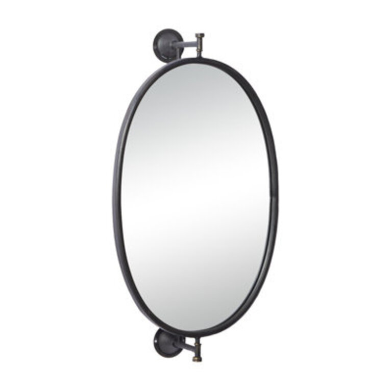 Black Metal Swivel Oval Room Wall Mirror 15 x 7 x 29