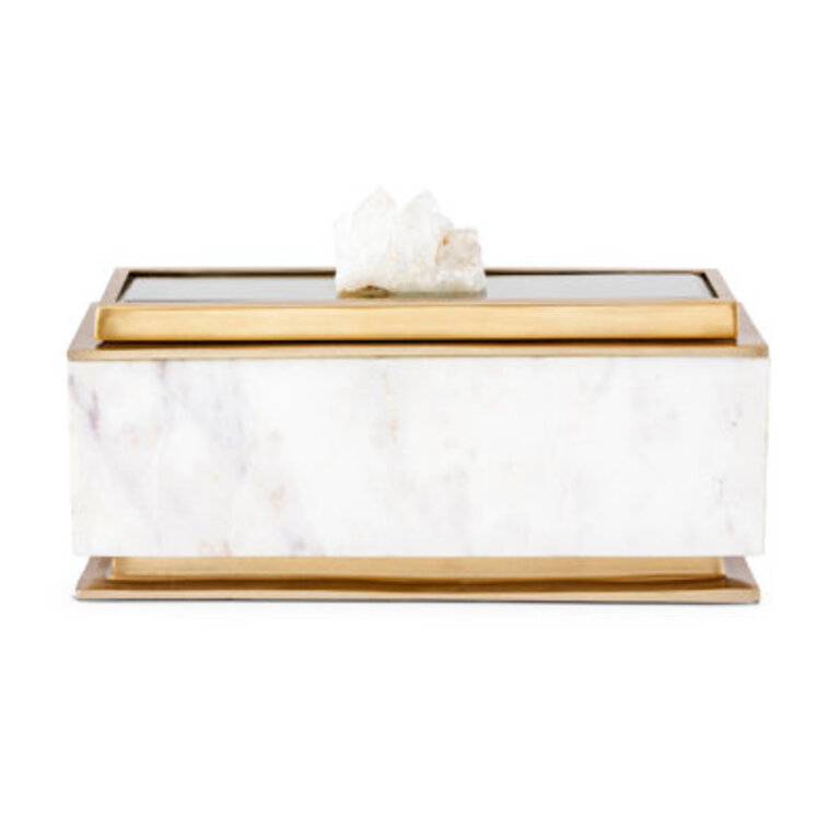 Marble Box with Gold Metal Trim and Gemstone