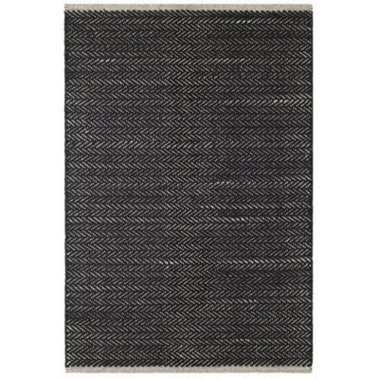 Herringbone Black Handwoven Cotton Rug