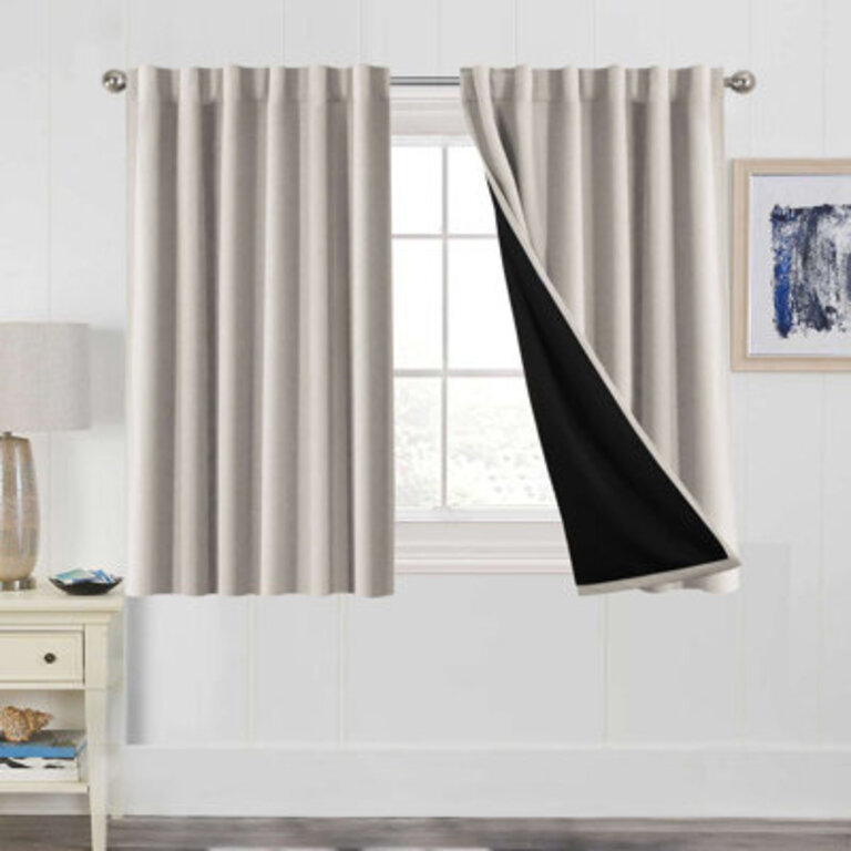Lundon 100 Blackout linen for Bedroom Curtain Panels Thermal Insulated Back TabRod Pocket Window Treatment Drapes for Living Room