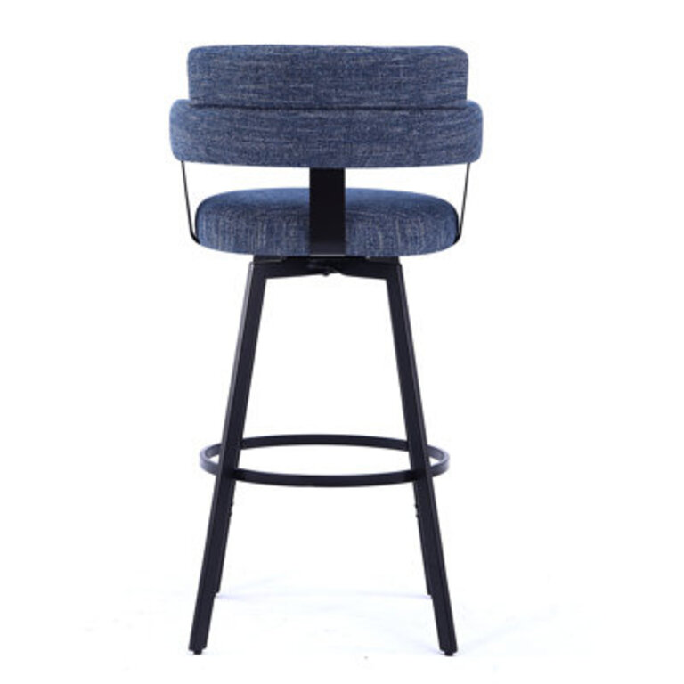 Kassy Swivel Full Back Linen Upholstered Metal Bar and Counter Stool