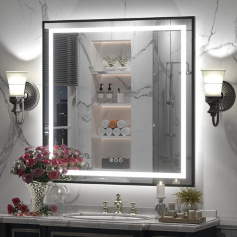 Wayfair Basics UL Certified Front  Back LED Anti-Fog Tempered Glass Framed BathroomVanity Mirror