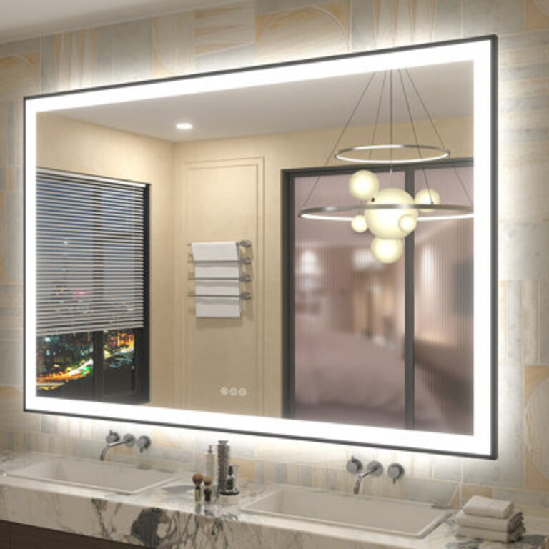 Aevar UL Certified Front  Back LED Anti-Fog Tempered Glass Framed BathroomVanity Mirror with 3-Year Warranty