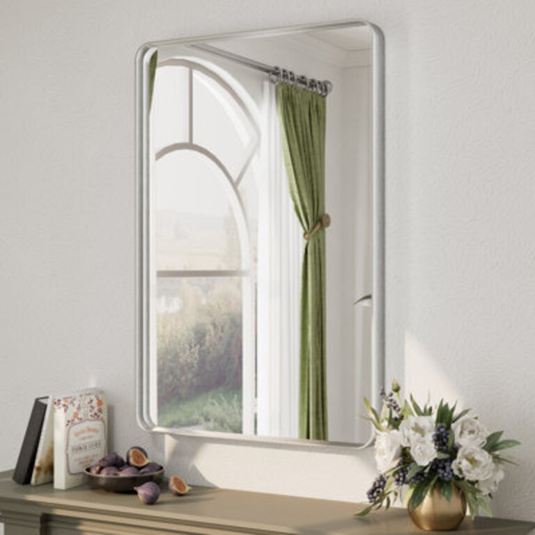 Aevar Tempered Glass and Aluminum Alloy Framed French Cleat Mounted Wall Mirror