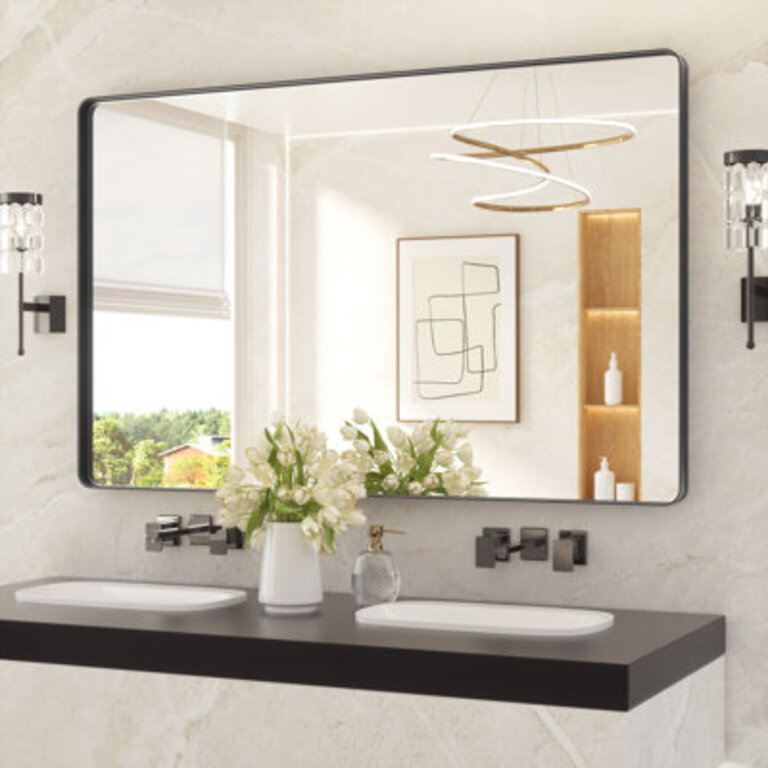 Leaderville Aluminum Framed Shatterproof Rust-Resistant Bathroom Mirror