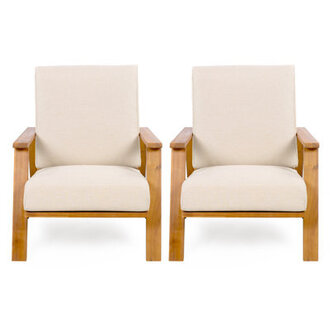 Set of 2 Isham Acacia Wicker Outdoor Lounge Chairs