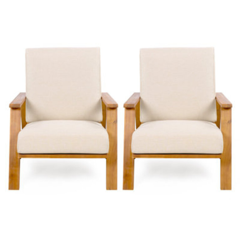 Set of 2 Isham Acacia Wicker Outdoor Lounge Chairs