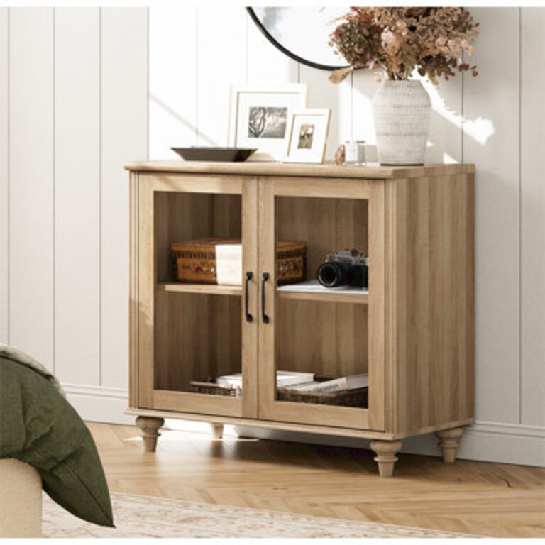 Scarlett Sideboard Cabinet With Bar Hutch Buffet Cabinet With 2 Glass Doors