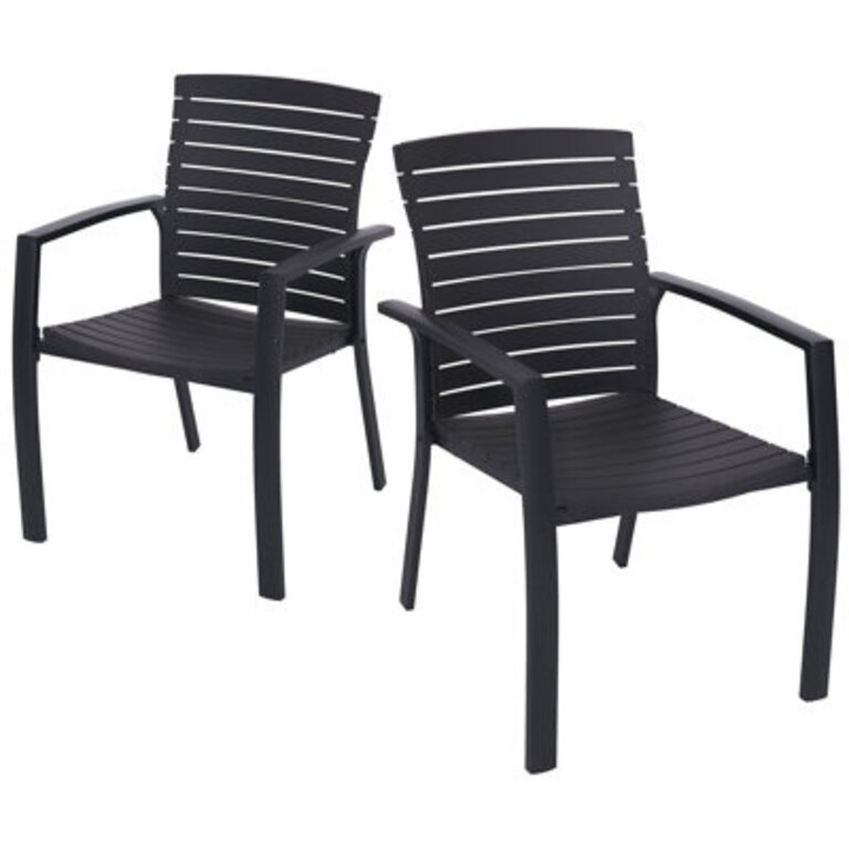 Moriya AluminumPlastic Outdoor Stackable Dining Armchair Set of 2