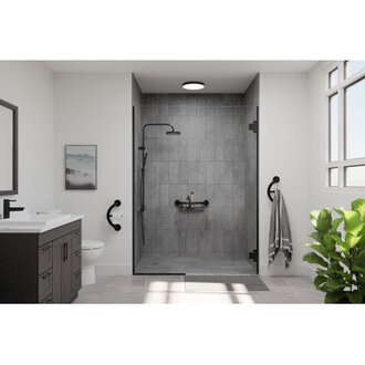 PLUS Shampoo Shelf 16 in  Decorative Grab Bar with Shelf 500 lb Capacity