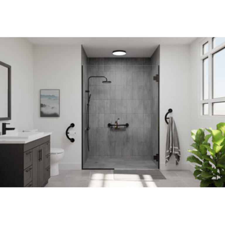 PLUS Shampoo Shelf 16 in  Decorative Grab Bar with Shelf 500 lb Capacity