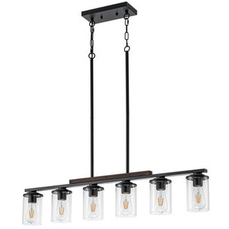 Linear Black Wooden Kitchen Island Pendant Light