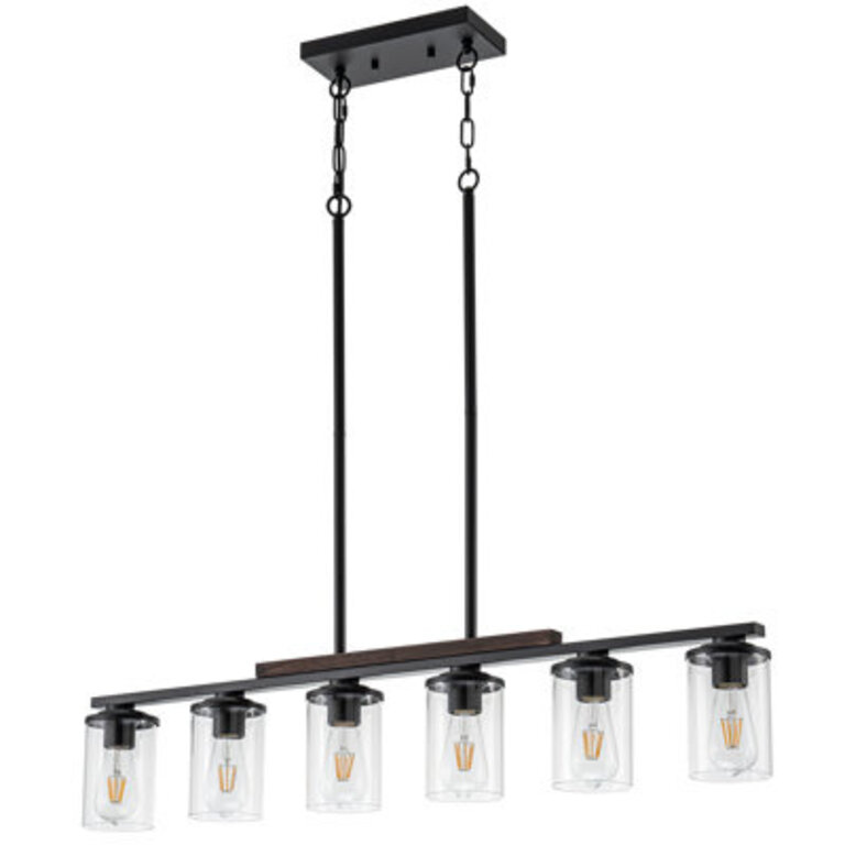 Linear Black Wooden Kitchen Island Pendant Light