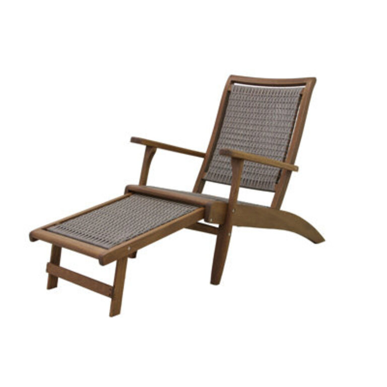 Premium All-Weather Wicker Outdoor Lounge Chair with Ottoman