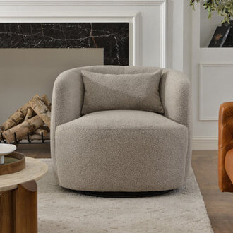 Sydney Wide Boucle Upholstered Swivel Armchair